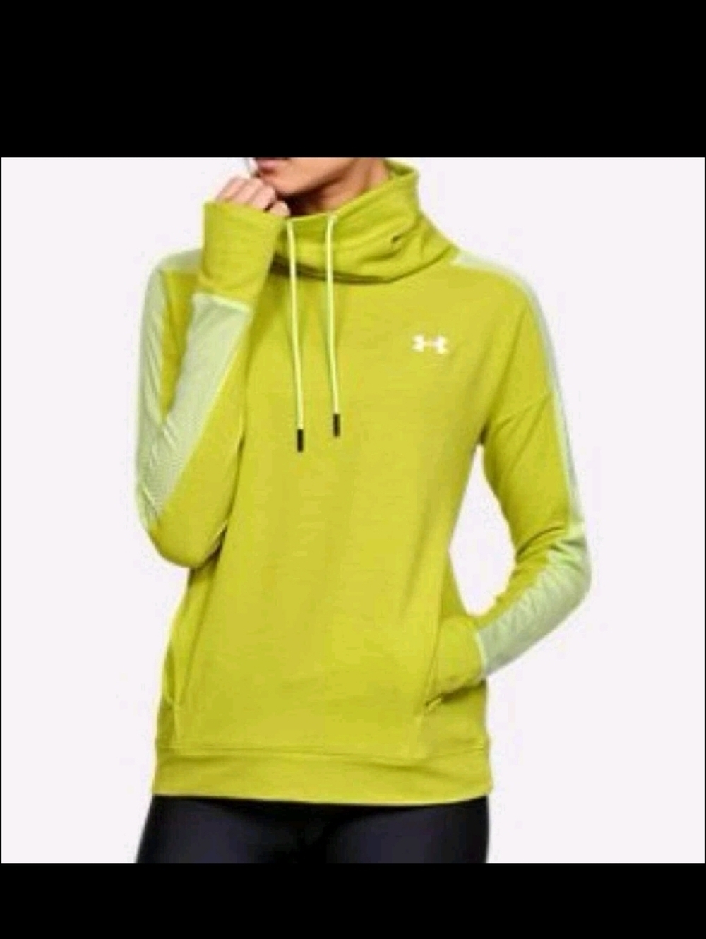 Under Armour Sweatshirt Womens Small Yellow High Pullover Logo Sweater Relaxed
